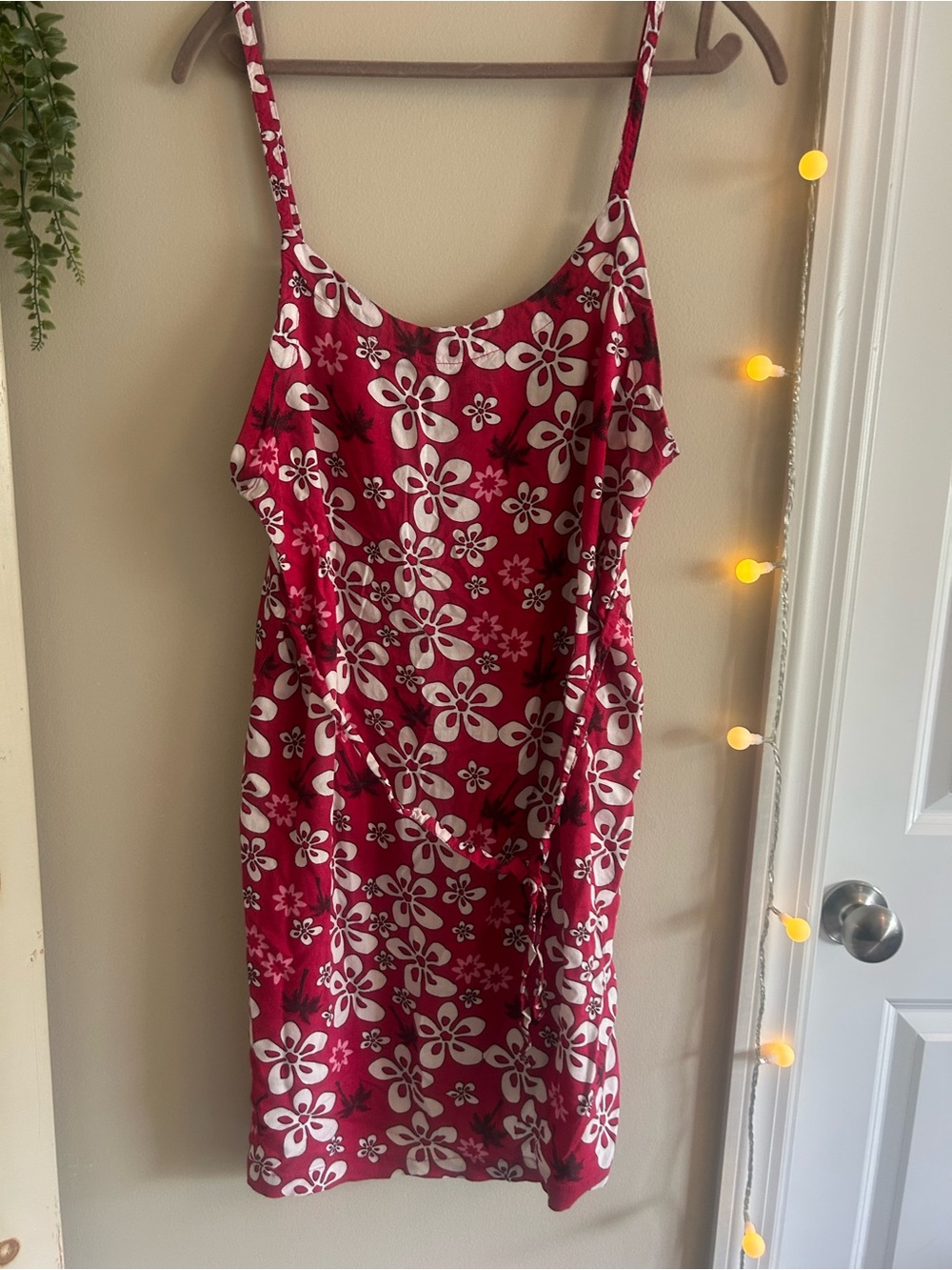 Pink Floral Slip Dress with White Flowers